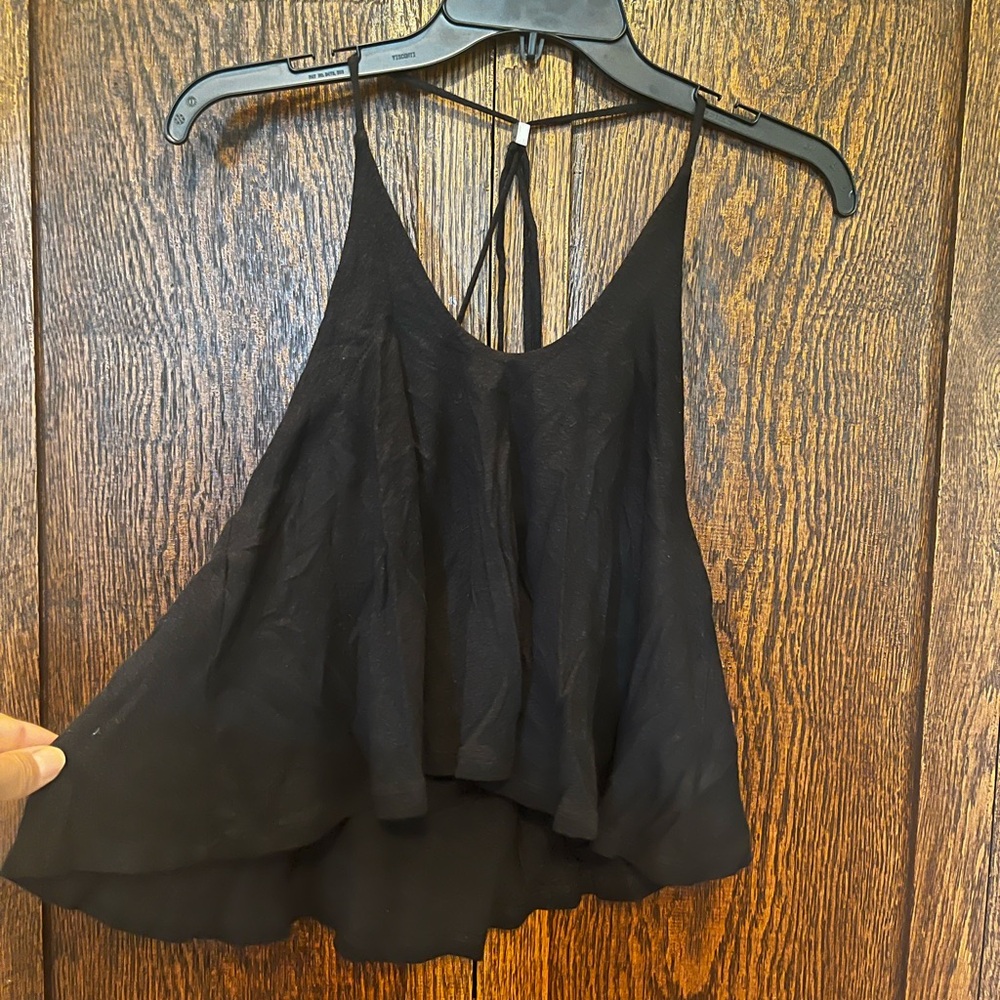 Free people  Black Tiered Spaghetti-Strap Tank Top